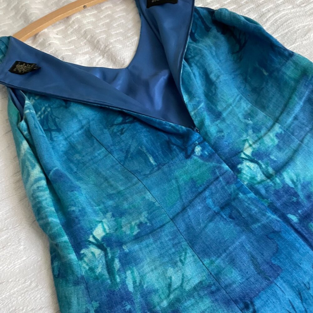 Linen Sheath V-Neck Dress, Midi - Picture 3 of 7